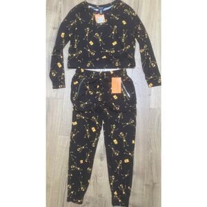 Indero Halloween Lounge Set joggers Shirt Skeleton Juniors Small Pajamas NEW